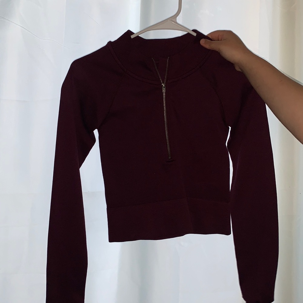 Top,long sleeve,red,zip up